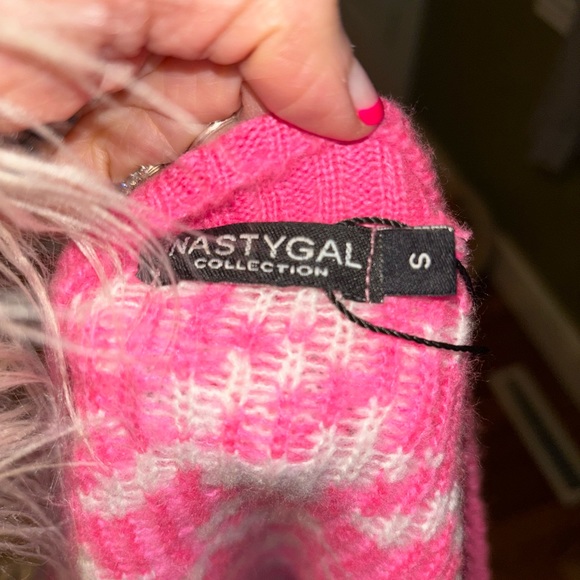 Adorable size s bnt houndstooth pink sweater by nasty gal - Picture 5 of 6